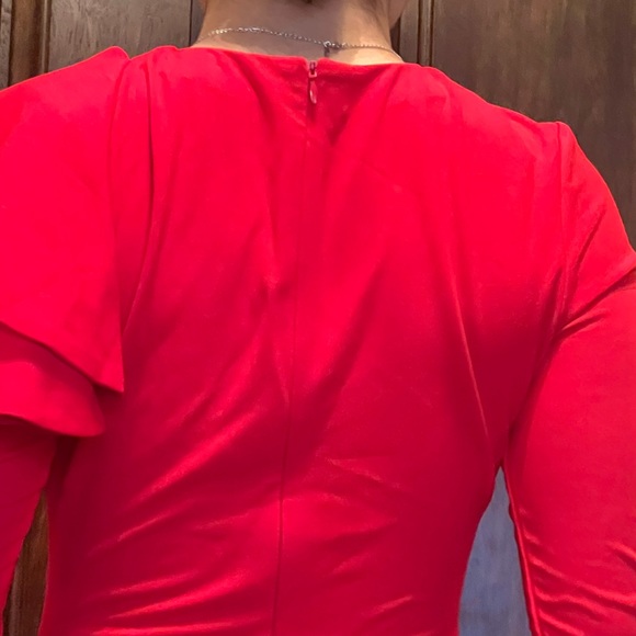 Red Ruffle Midi Dress - Picture 8 of 9